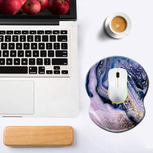 Non Slip Mouse Pad with Wrist Support, Ergonomic Mouse Mat for Office, Computer, Laptop & Mac (Purple Marble-Wrist)