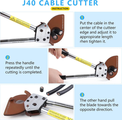 Yangoutool Heavy-Duty Ratcheting Cable Cutters for Large Copper, Aluminum, Armored Cables - J40 Wire Cutter