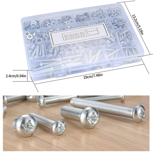 wugongshan 1080 M3/M4/M5/M6 Sets Pcs Screws Bolts and Nuts Assortment Kit, Metric Machine Screws and Nuts and Flat