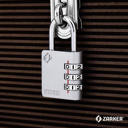 XD35 Combination Lock - 3-Digit Padlock for School Gym Sports Locker, Fence, Toolbox, Case, Hasp Storage (1-Pack, Gray)