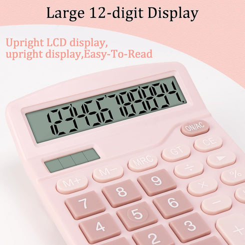 Desktop Calculator, Battery and Solar, Big Buttons Easy to Press for Office, Large Display
