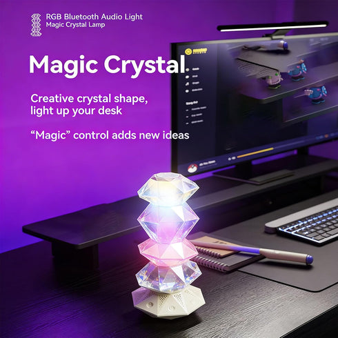 360 ITEFDTUTNE Table Lamp with Bluetooth Speaker, Degree Rotating Wand Bluetooth Customizable Lighting Multicolor