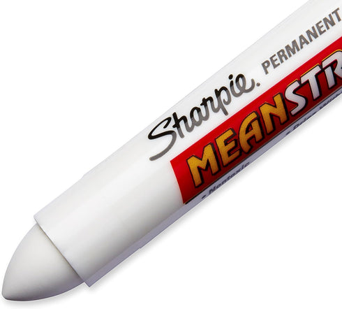 Sharpie Mean Streak Permanent Marking Stick, Bullet Tip, White, Box of 12