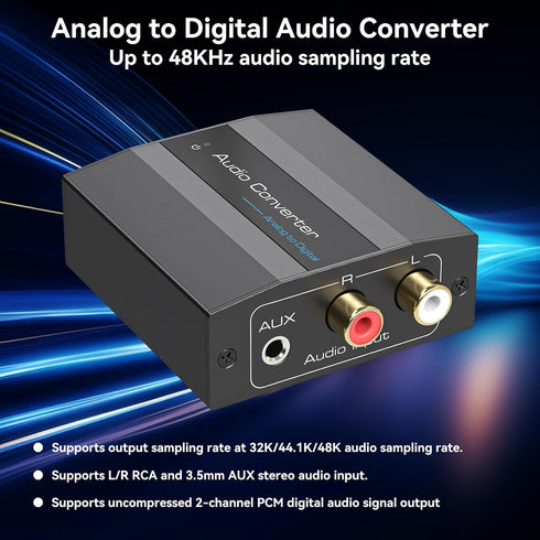RCA/3.5MM PS5 PS4 Analog to Digital Audio Converter RCA to Optical Converter to Toslink and Coaxial Adapter for DVD