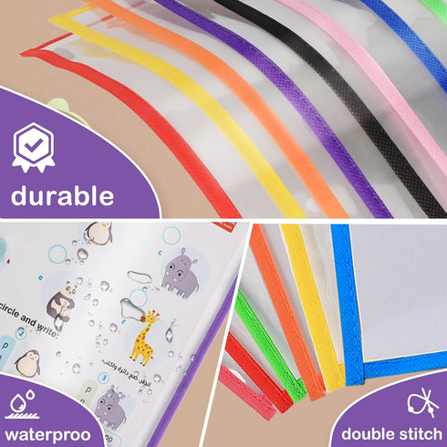 6 (10" 13"), Ufmarine Job Ticket Holders, Pcs Dry Erase Pockets Colorful * Reusable Plastic Sleeves