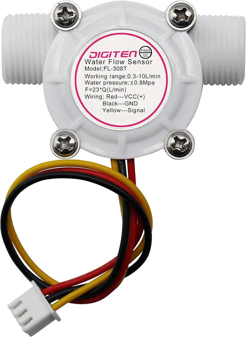 DIGITEN G3/8 Water Flow Sensor - Hall Effect Flowmeter Liquid Fluid Meter 0.3-10L/min