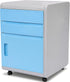 SereneLife 2 Drawer Rolling Cabinet, 3 Compartment Organizer Filing Desk with Coded Lock, Gray/Blue, 16.25” L x 16.5” W