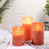 Flameless Candles with Remote, Orange Candles Battery Operated with Timer, LED Candle for Mantel Bedroom Coffee Table