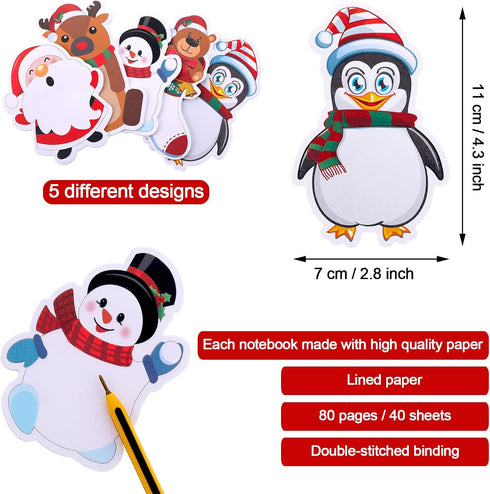 30 Pieces Christmas Notepad Winter Theme Self Sticky Notes Holiday Memo Notes for Work Study Decoration Present, Christmas Elements 5 Styles