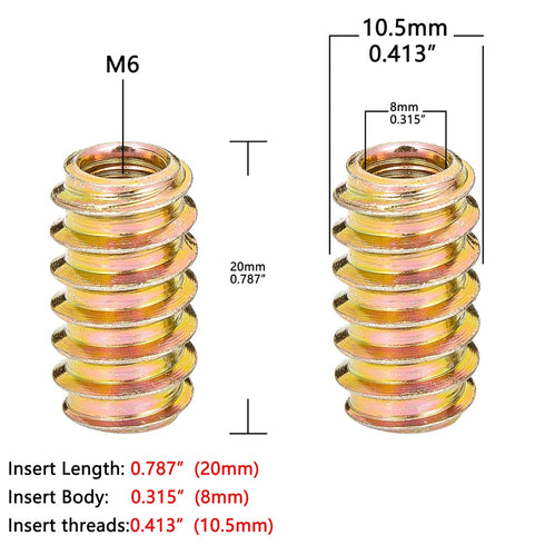 80 Pcs Wood Inserts 1/4 "- 20, Metal Headless Hex Socket Drive Nut Inserts Screws Assortment for Wood Working