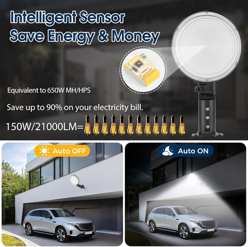 150W 21000LM 6500K IP66 LED Barn Light Dusk to Dawn Outdoor Lighting, Daylight Yard Lights, Waterproof Street Lights