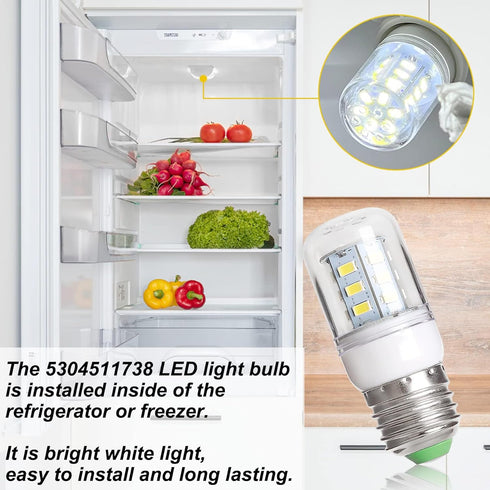 Belleone 5304511738 LED Refrigerator Light Bulb, 3.5W Compatible with Frigidaire, Crosley, Kenmore, 2 Pack