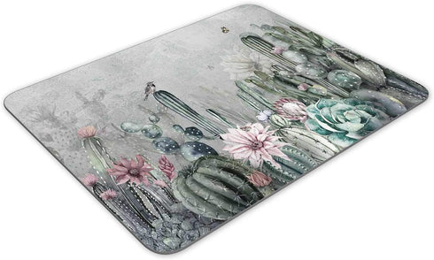 Rectangle Mouse Pad - Anti-Slip Rubber Watercolor Cactus Mousepad for Home & Office, 9.45 x 7.9 inches