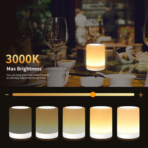 OORUN Lamp,13 5 Dimmable (2 Pack Touch Bedside Table RGB Colors & Brightness, USB Rechargeable Desk Lamp, Remote