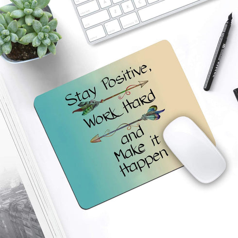 Inspirational Quote Mouse Pad and Coasters Set - Stay Positive Work Hard for Laptop & Computer