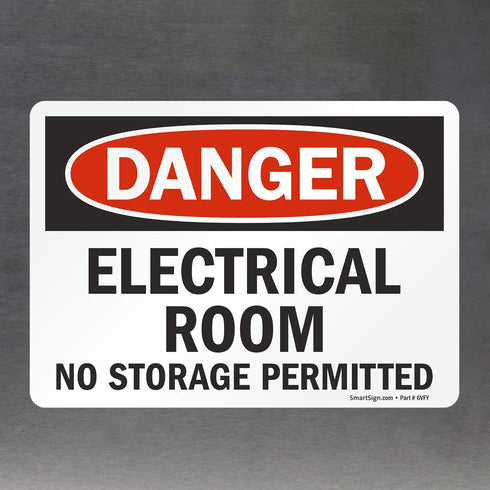 SmartSign U9-1313-ND Label "Danger - Electrical Room, No Storage Permitted" | 5" x 7" Laminated Vinyl Black/Red