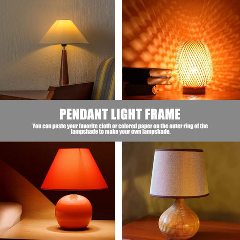 4-Pack 3.34X3.14X3.14In OSALADI Lampshade Frame Cone Shape Wire Lamp Cover with Ring Support for Diy Lamp Projects