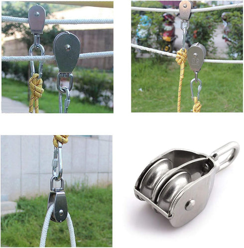 M50 Double Pulley Block, Stainless Steel Heavy Duty Hardware, Double Wheel Swivel Rigging Lifting Wheel