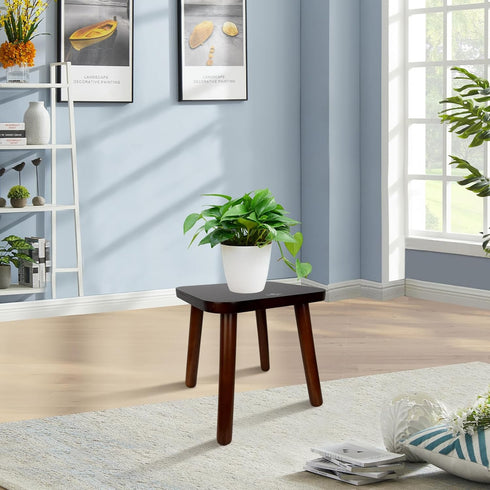 BEE&OAK 11 Inch 300 lbs Wooden Step Stools for Adults, Solid Rubber Wood Non-Slip Step Foot Stool, Heavy Duty One Step