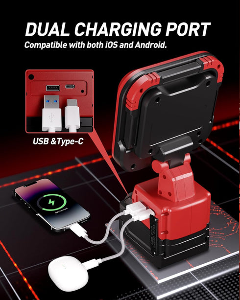 m18: 9500LM 18v 90W 140 EEFOW Work Light for Milwaukee Cordless Led Lights for Battery, Portable Rotate Flood