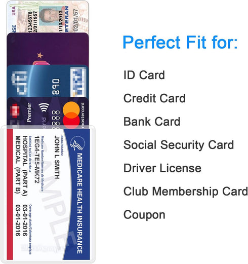 Wisdompro 10 Pack Medicare Card Holder Protector Sleeves, 6 Mil Clear PVC Wallet Size for Cards and License