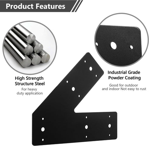 45 Degree Angle Flat Bracket (2 pc) with Powder Coating, Mending Plate, Angled Brackets for Truss and Framing