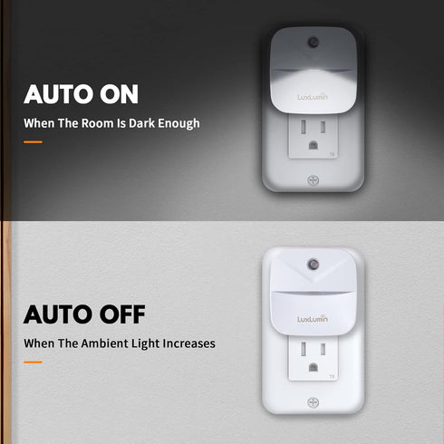 LuxLumin 4 Packs LED Night Lights Plug into Wall with Smart Dusk-to-Dawn Sensor, Automatically Turn on and Off,Night