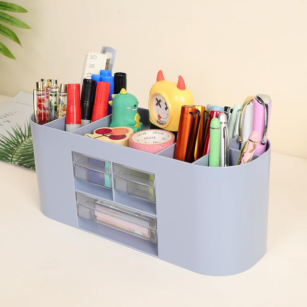 Pencil Pen Holder for Desk with 3 Drawers - All-In-One Stylish Desk Organizer for Office Use