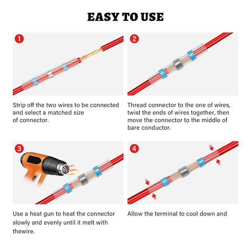 RED WOLF 330 PCS Solder Seal Connector Kit, 3:1 Shrinkage Heat Shrink Butt Splice Terminal for Marine Automotive Wiring