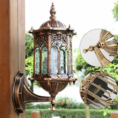Kathring Retro Wall Mount Light Fixture, Industrial Lantern Vintage Rustic Lantern Lamp Wall Sconce Light Glass Shade