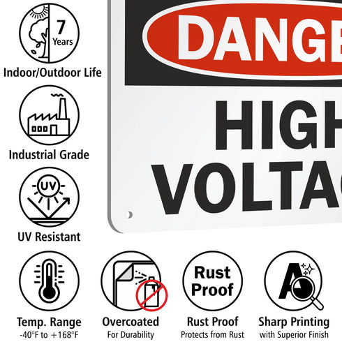 SmartSign “Danger - High Voltage” Aluminum Sign | 7" x 10"