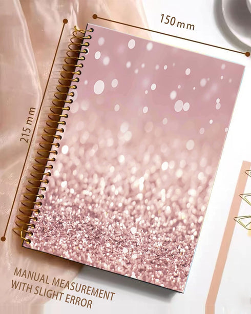 Spiral Journal Notebook,Strong Twin-Wire Binding with Premium Paper for Girl Women,60 Sheets A5 College Ruled Notebook/Journal,Luxury Design Perfect for School Office Home Gifts,Pink Glitter