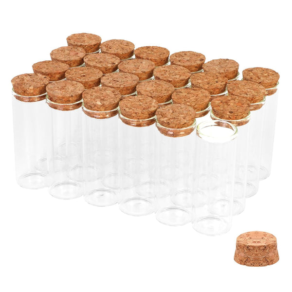 24PCS 40ml Glass Test Tubes with Cork Stoppers, 30 x 80mm Liquid Sample Vial for Bath Salt, Candy Storage