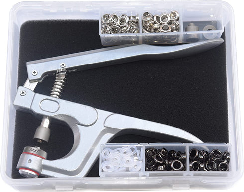 100Pcs Grommet Eyelet Pliers Kit, 1/5 Inch 5mm Grommet Tool Kit for Leather/Belt/Shoes/Cloths