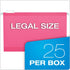 Pendaflex 04153 1/5 PIN Reinforced Hanging Folders, Legal Size, Pink, 25/BX