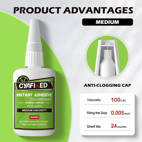 Strong Cyanoacrylate (CA) Super Glue, All-Purpose Medium Viscosity Instant Adhesive, 4 oz. for Home Repair