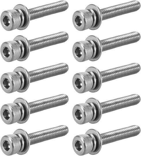 M4 x 25mm Stainless Steel Hex Socket Head Cap Screws Bolts, uxcell, 10pcs with Spring Washer and Plain Washers