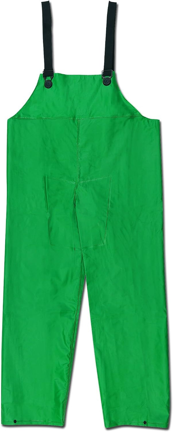 MCR Safety 388BFX3 Dominator PVC/Polyester Bib Overall with Elastic Adjustable Suspenders, Green,