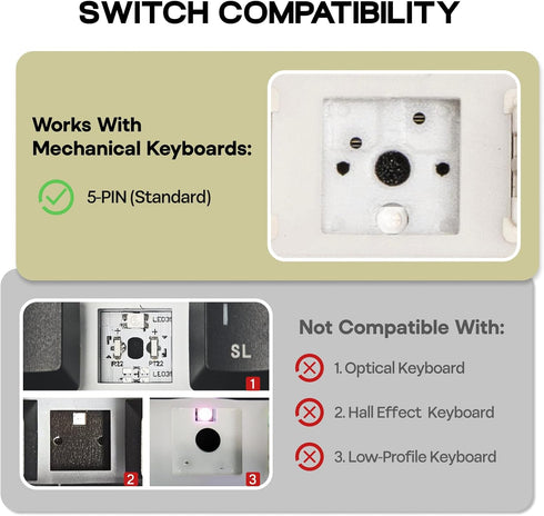 Set 35 5-Pin EPOMAKER Silent Mechanical Keyboard Switches - Pieces Factory Pre-Lubed, Linear/Tactile Switches