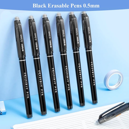 M&G Erasable Gel Pens - 12 Pcs Fine Point 0.5mm Black Erasable Gel Ink Pens with Comfort Grip for Writing