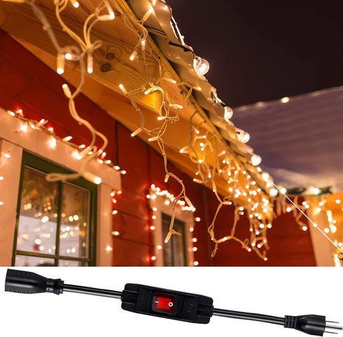 Outdoor Waterproof On/Off Switch Extension Cord, Heavy Duty 125v/250v Black SJTW Cord (1.5 Ft)