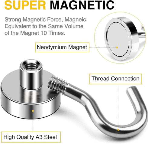 30lbs+ 2026 20 Pack DIYMAG Magnetic Hooks, Magnet Hook Cruise Cabin Ship Essentials Heavy Duty Strong Magnets