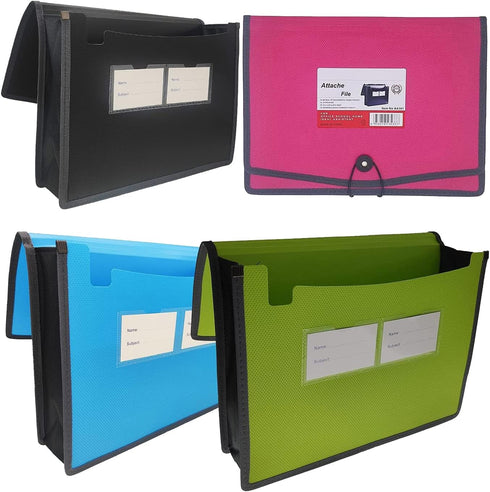 Premium Plastic Expanding File Folder Organizer, 3.5" Expansion, A4 Letter Size, 4 Pack for Home School Office