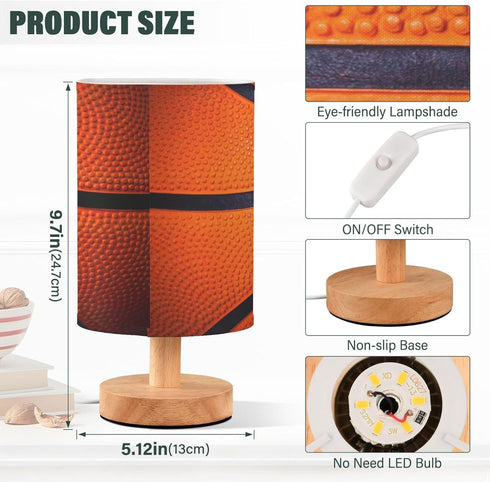 Vozoza Basketball LED Table Lamp with USB Port Night Light Bedroom Lamps for Nightstand Living Room Dorm Home Office