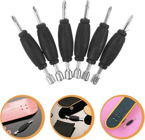 6pcs Set Mikikit Fingerboard Dual Head Screwdriver Metal Mini Screwdriver for DIY Finger Skateboard Maintenance