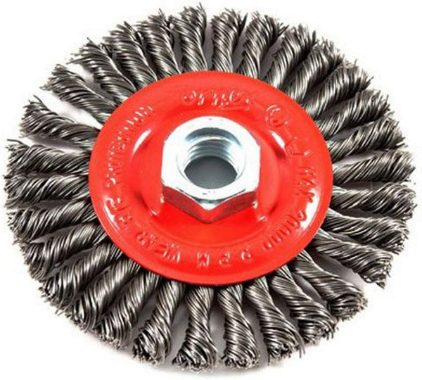 Forney 72760 4-Inch-by-.020-Inch Wire Wheel Brush, Stringer Bead Twist with 5/8-Inch-11 Threaded Arbor