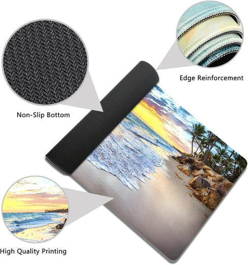 Gaming Mouse Pad Large Extended Keyboard Mouse Pad, Beach Ocean 35.5x15.8 inch XXL Mouse Pad for Work and Gaming