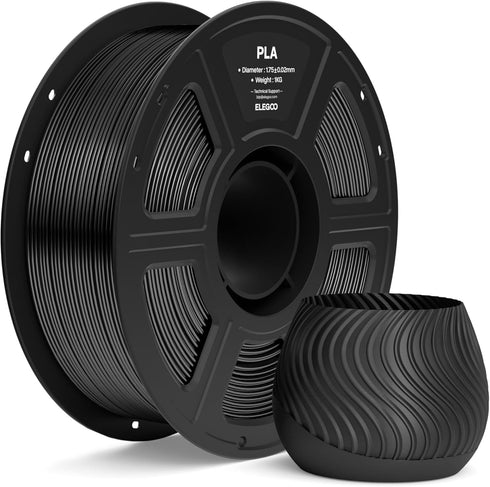 ELEGOO PLA Filament 1.75mm Black 1KG, 3D Printer Filament Dimensional Accuracy +/-