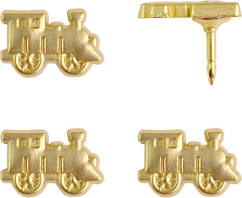 Train Push Pins - Gold Metal Train Pins - for Cork Board,