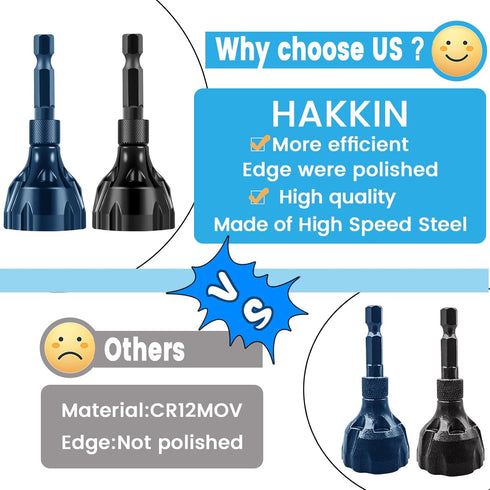 Hakkin 2Pack Hex Shank Deburring External Chamfer Tool with Carbide Blade for Repairing Damaged Bolts and Screws